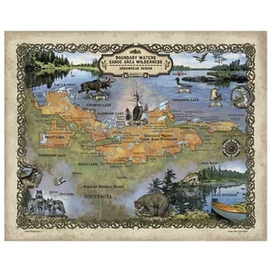 Senderismo Canotaje Límite Aguas Arte Personalizado Mapa Histórico Obra de Arte Arte Impresión de Arte de Pared - Imagen 1 de 9