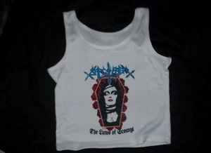 Sarcofago Laws of Scourge Slim Fit Acanalado Crop Tank S Blanco Nip Negro Metal - Imagen 1 de 1