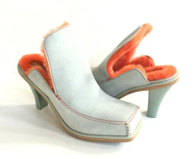 ZAPATO UGG X ECKHAUS LATTA COURT MULE GRIS CIELO/NARANJA MANDARINA EE. UU. 5/EU 36/UK 3 Foto 1 de 4