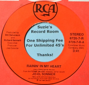 Jo-El Sonnier Rainin' in My Heart Country EX- 45 7" Vinyl -Check for Coupons! - Picture 1 of 3