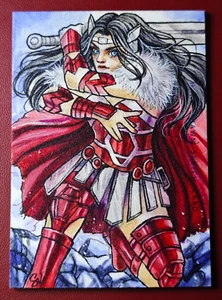 2024 Fleer Ultra Lady Sif 1/1 Sketch Card Sharmaine Vitto Art Female Warrior - Picture 1 of 2