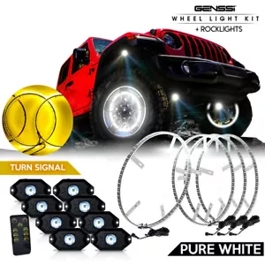 Kit de luces de rueda LED blancas ámbar inalámbricas para llantas Jeep Wrangler TJ JK JL CJ - Imagen 1 de 12