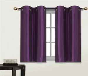 2 PANELS Bedroom Half Window Curtain & KITCHEN WINDOW TIER 36" BLACKOUT D24 - Picture 1 of 81