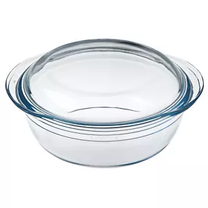 Glasbräter Auflaufform Backform Bräter Glaskochgeschirr mit Deckel Rund 3,2 L - Bild 1 von 3