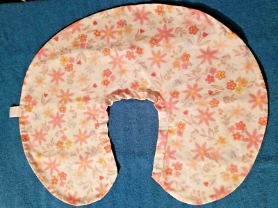 Boppy COVER Nursing Pillow Cover EUC Pink & White Checkered / Floral Flowers - Image 1 of 4