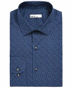 BAR III Blue Scattered Polka Dots Slim Fit Stretch Dress Shirt 14 14-1/2 32/33 - Picture 1 of 1