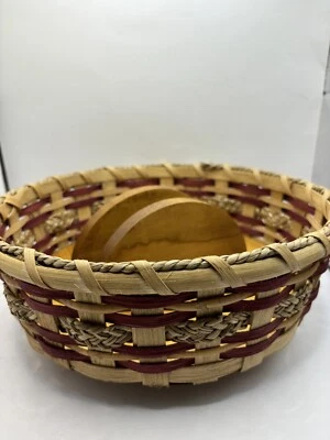 Basket Lazy Susan with Wood Insert and  Napkin Holder - Image 1 of 4