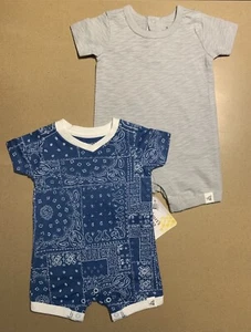 Burt's Bees Bandanarama Romper Shorts Jumpsuits 2 Piece Baby Boy New Born NB NEW - Picture 1 of 8
