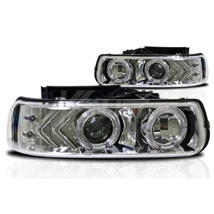 For Chevy Silverado Suburban Tahoe Halo Projector Chrome Housing Head Light Lamp - Picture 1 of 1