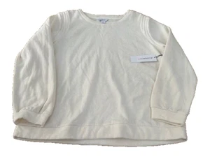 Liz Claiborne Womens Crew Neck Long Sleeve Sweatshirt Plus Sz XXL Cream Crema - Picture 1 of 12