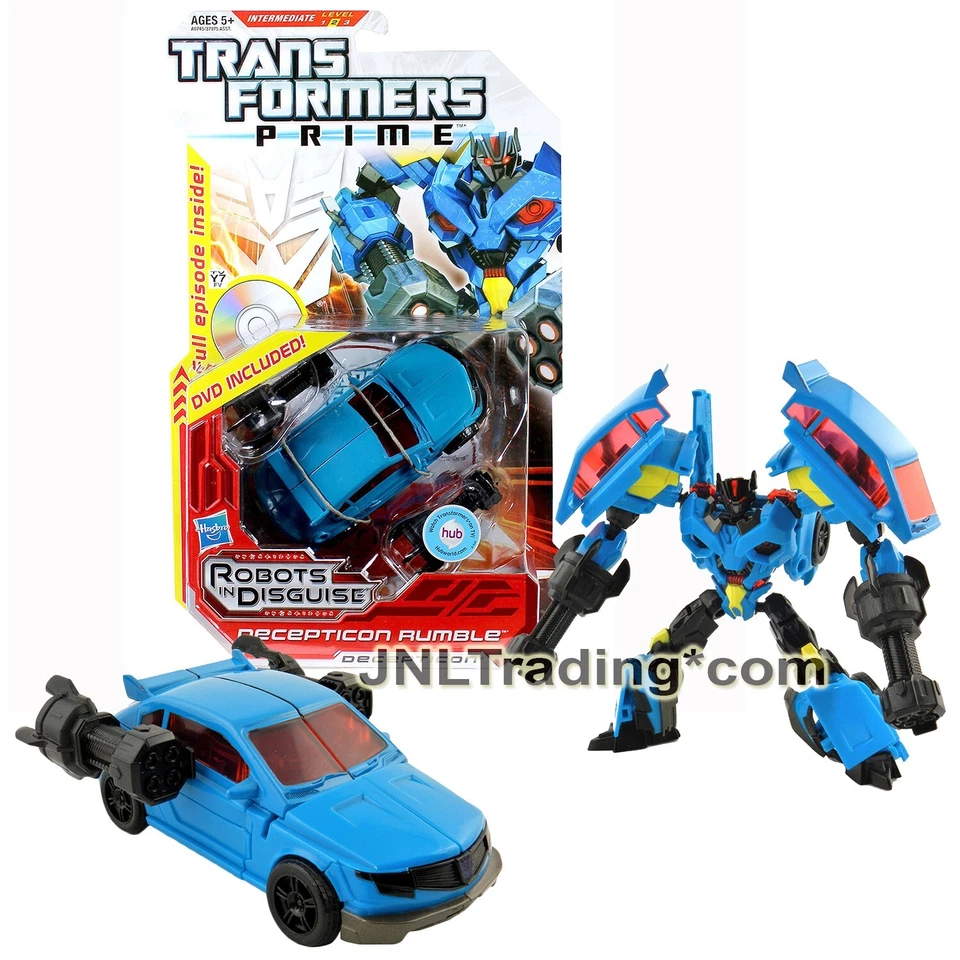 Yr 2012 Transformers RID Prime Deluxe 6" Figure DECEPTICON RUMBLE Tuner Car +DVD - Image 1 of 1