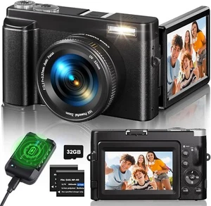 4K Vlog Kamera 48MP, 16x Zoom, 3" Display | 32 GB Karte | Mit Ladestation - Bild 1 von 8