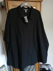 H&m bib Kurzarm Bluse Kastig Schwarz Gr. XL Oversize ... Neu Mit Etikett - Bild 1 von 6