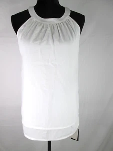 Flamingals Cream Top S Sleeveless Keyhole Back Crepe Lined Polyester 33-559 - Picture 1 of 10
