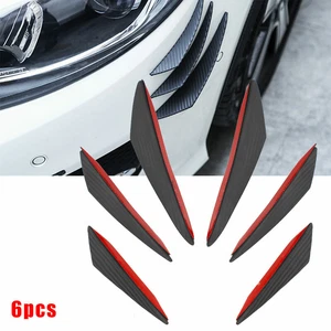 6PCS Rubber Carbon Fiber Spoilers Universal Cars Front Bumper Lip Splitter Kit - Bild 1 von 11