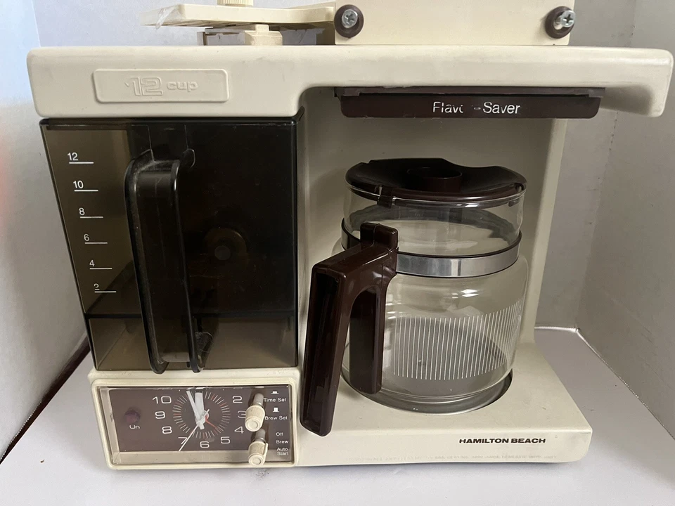 Vtg Hamilton  Beach 12-Cup Space Saver Under Cabinet Coffee Maker Clock - Image 1 of 4