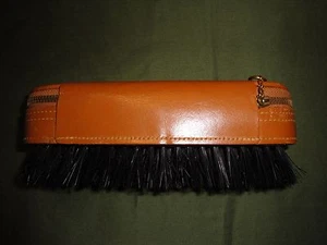Vintage Topgrain Cowhide Leather Case Shoe Brush W/1 Gillette Blue Blade Razor - Picture 1 of 9