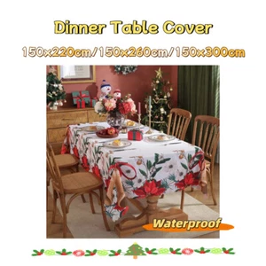 Waterproof Christmas Tablecloth #1 Dinner Table Rectangle Cover Xmas Party Decor - Picture 1 of 11