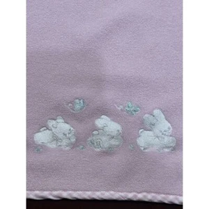 Vintage 90s KOALA BABY Pink Bunny Blanket Fleece Gingham Trim Toys R Us EUC - Picture 1 of 10