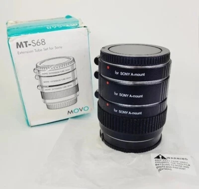 Movo MT-S68 AF Chrome Macro Extension Tube Set for Sony Alpha DSLR Camera - Image 1 of 4