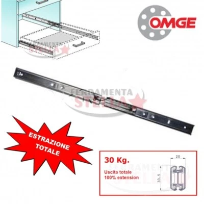 GUIDE SCORREVOLI A SFERE X CASSETTI ESTRAZIONE TOTALE PORTATA 30 KG 45 CM MOBILI - Immagine 1 di 4