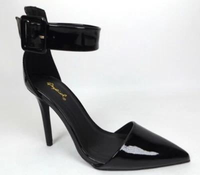 ¡NUEVO! Bomba de tacón de aguja Qupid Milia-159X punta puntiaguda para mujer, talla 6,0 M, charol negro Foto 1 de 4