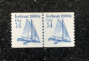 USA1987 #2134 14c Iceboat 1880's - Transportation Series Coil PNC (#2) Line Pair - Picture 1 of 1