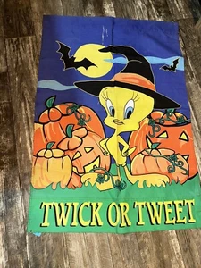 Vintage Looney Tunes Tweety Bird 1998 Halloween bandiera twick o tweet 29" x 42" - Foto 1 di 1