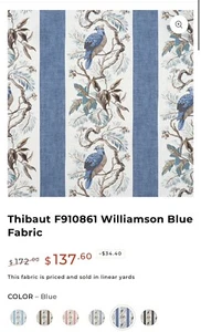 Thibaut F910861 Williamson Blue Fabric 8 yards - Picture 1 of 10