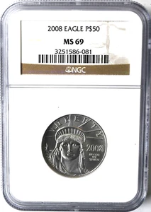 2008 $50 American Platinum Eagle 1/2 oz Half Ounce NGC MS69 - Picture 1 of 2