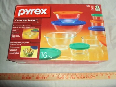 Vintage Pyrex  Mixing Bowls 16 piece Glass Storage Lids for all NEW in Box NIP - Image 1 of 4