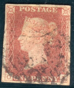 GB QV 1841 1d ORANGE - BRAUN SG;12 - 4 RÄNDER gutes Beispiel - Bild 1 von 2