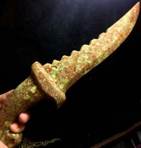 596g DIY KNIFE - Amazing!!! Natural Red Pink Ruby in Green Epidote Crystal knife - Picture 1 of 12