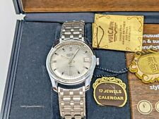 Vintage Men's Vulcain 17 Jewels Automatic Swiss Watch W/Date+Original Boxes Tags