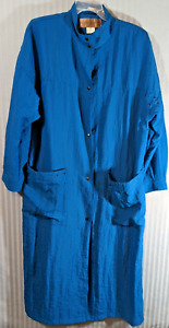 Vtg Henry Grethel Blue Turquoise Trench Coat Style Jacket Lightweight Size 14