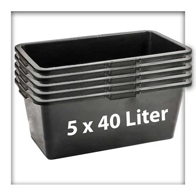 KIESKÖNIG 5 Stk. 40 Liter Mörtelkasten Pflanzwanne Tuppe Zementkübel Maurerkasten