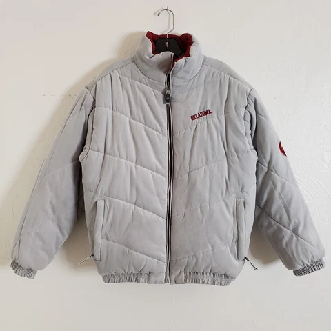 Vintage Y2K Oklahoma Sooners Reversible Puffer Down Jacket Men Sz Medium Active Cover