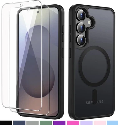 LONFEID Matt Magnetisch Hülle + 2x 9H Hartglas für Samsung Galaxy S25 5G mit magsafe