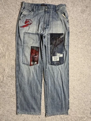 Pantalón de mezclilla Ecko Unltd Blind Justice para hombre 32 azul gráfico parche Daredevil cómics Foto 1 de 4