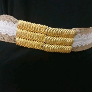 Women's Showy Belt Buckle Gay Boyer Two Piece Interlocking Golden Buckle - Picture 1 of 9