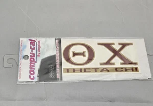 Theta Chi Sticker of Letters for Outside Glass -  Decal Gold and Red 2.5" x 5" - Picture 1 of 2