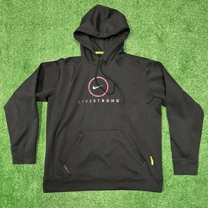 Sudadera con Capucha Nike Livestrong Para Hombre Grande Negra Rosa Deletreada Logo Bolsillos - Imagen 1 de 8