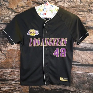 Maglia Ultra Game NBA Los Angeles Lakers 'EST 1948' nera con bottoni taglia small - Foto 1 di 6