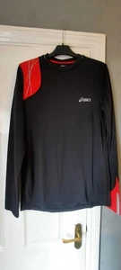 Camiseta de running Asics negra roja, manga larga para hombre. Talla M Duo Tech - Imagen 1 de 8