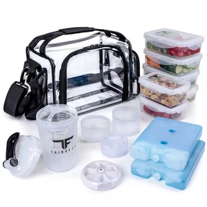 Bolsa de almuerzo transparente con 6 contenedores de preparación de comidas - sin BPA, reutilizable, microondas +... - Imagen 1 de 9