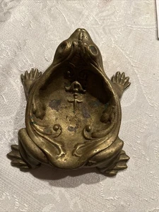 Vintage Bronze Messing Bullfrog Frosch Aschenbecher Pin Schale 5" - Bild 1 von 7