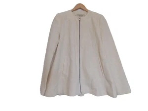 Zara Trafaluc cream blazer jacket zip front fuzzy textured size Medium - Picture 1 of 8