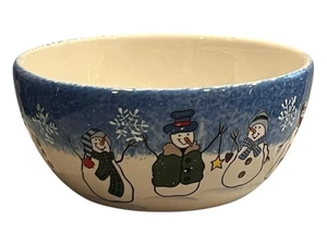 Nikolaus quadratische Schale zum Knöpfen Müsli Schneemann Top gebrauchter Zustand 6"W - Bild 1 von 5