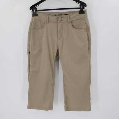Pantalones prAna Halle Capri Plus II para mujer 8 L19 beige ajuste estándar enrollable senderismo Foto 1 de 4