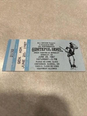 Grateful Dead 6/20/1987 Greek Theatre, Berkeley, CA Ticket Stub - Image 1 of 2